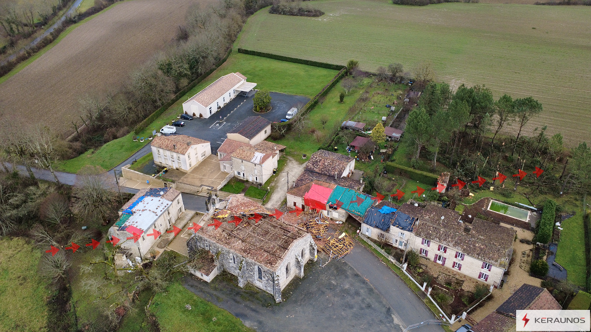 Tornade EF1 à Riocaud (Gironde) le 25 janvier 2026