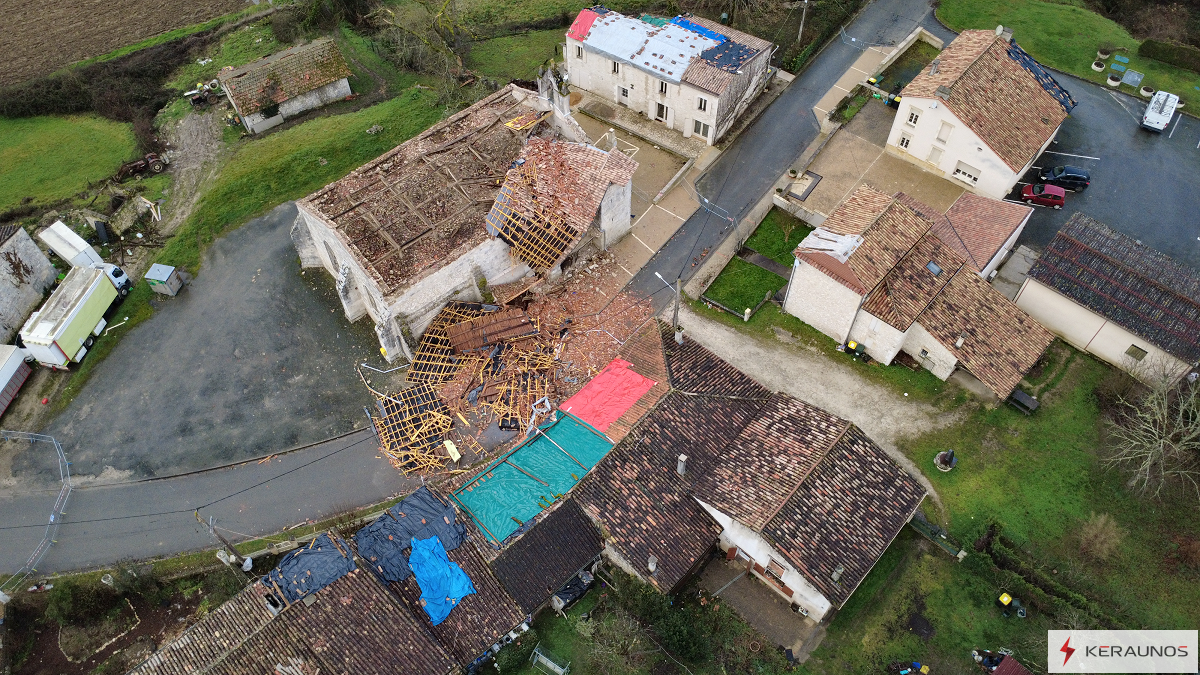 Tornade EF1 à Riocaud (Gironde) le 25 janvier 2026