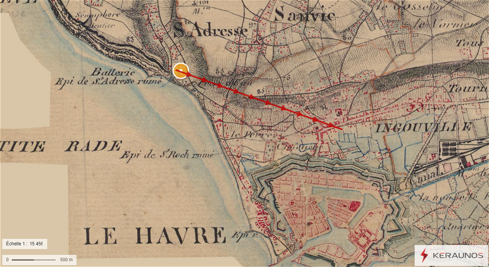 Tornade EF1 à Sainte-Adresse (Seine-Maritime) le 23 octobre 1854