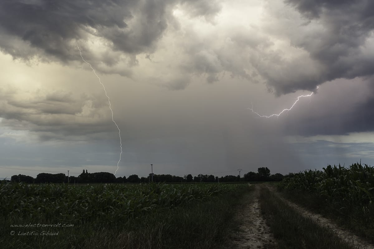 Orage en soirée vers Bartenheim (68) : une jolie cellule isolée au soleil couchant. La lumière était superbe ! - 20/07/2016 23:00 - Laetitia GIBAUD