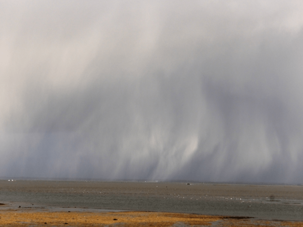 Ciel de traîne. Averses de neige/Grésil sur le Bassin d'Arcachon. - 13/01/2017 10:30 - Mathieu TAILLADE