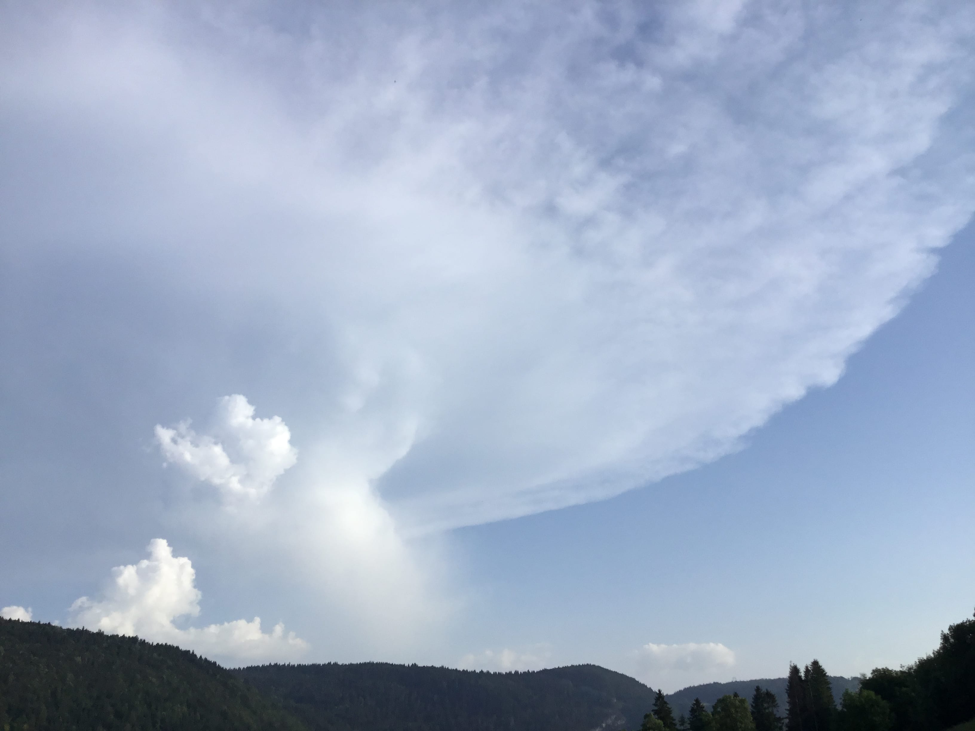 Un cumulonimbus vu du haut-Jura mais situé sur le Pays de Gex (01) a quand même éclot dans cette canicule. - 27/06/2019 19:22 - Olivier Julian