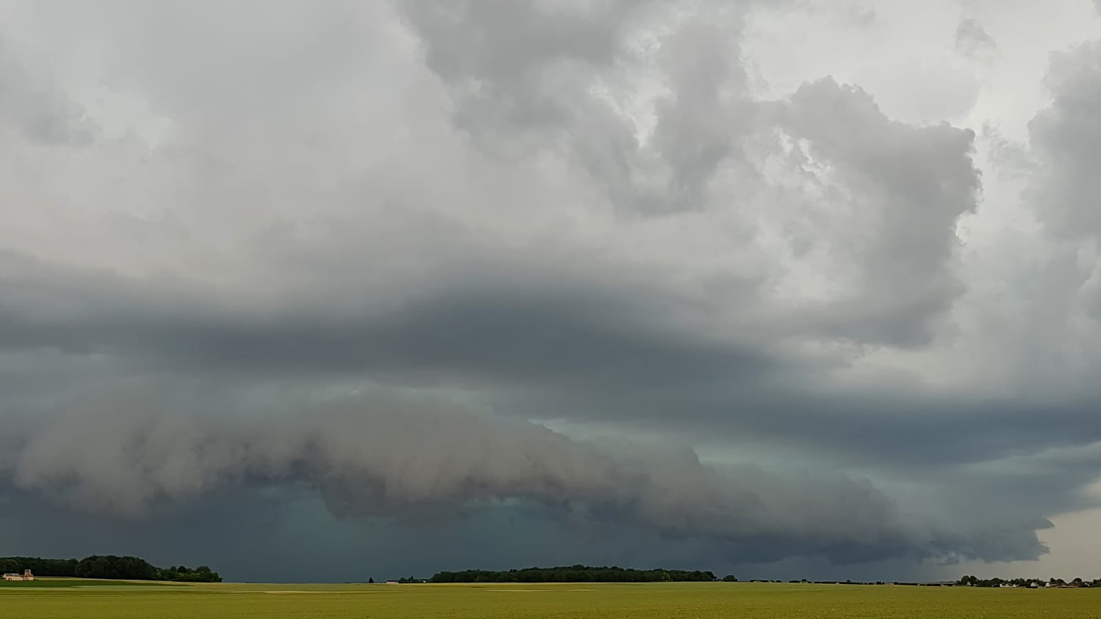 Arcus en formation sur le sud-ouest touraine (richelais) se dirigeant vers l'anjou : activité électrique modéré, et essentiellement en intra nuageux - 03/06/2018 17:30 - michel Mattei