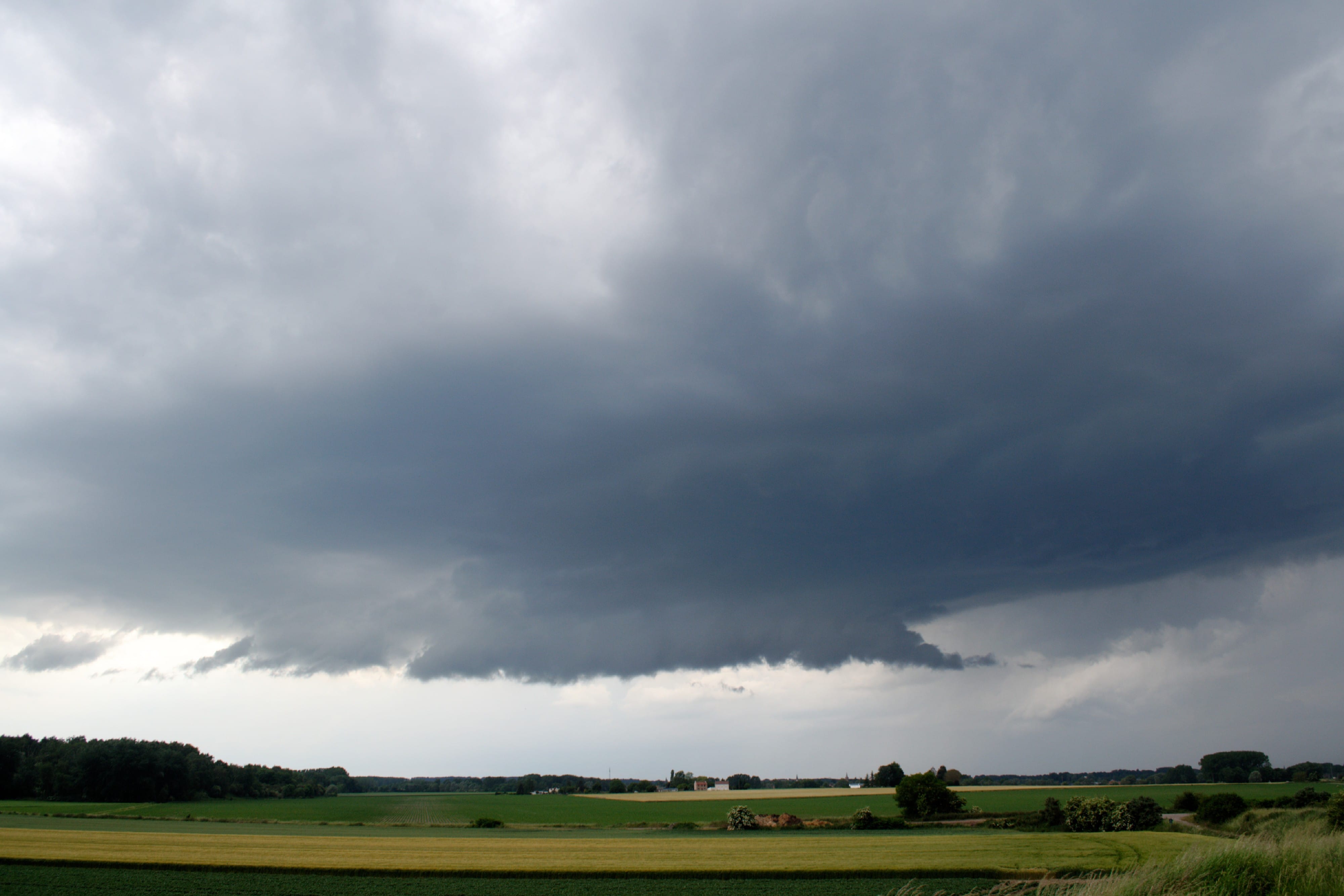 Nuage mur d'une supercellule passant sur Douai, vu depuis Bruille-lez-Marchiennes (Nord). - 04/06/2019 19:00 - Pierrick CAGNON