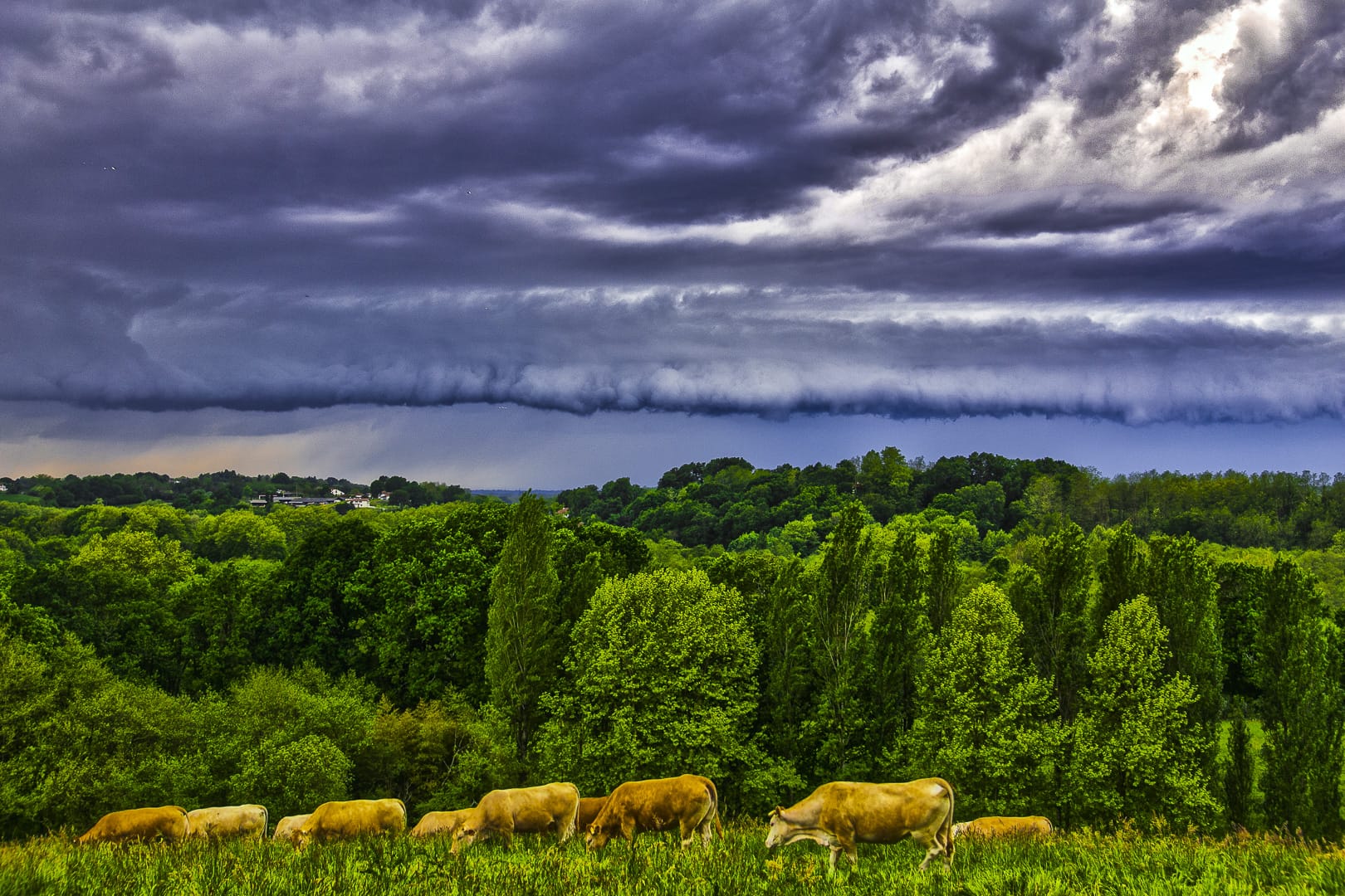 Arcus déferlant de face en direction de la côte Basco-Landaise (OUEST) - pris depuis l'intérieur des terres - province du Labourd - Pays Basque - 17/04/2020 18:48 - Laurentz 