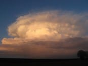 Très belle structure orageuse observée depuis Limont-Fontaine (59) vers 18 h et se déplaçant rapidement en direction du Nord Est, en effectuant une rotation sur elle-même observable a l’œil nu. - 24/02/2015 18:00 - Hubert COLPIN