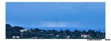 Deux trombes marines ont été observées le 5 juin 2011, au large du Pradet et de La Garde (Var), vers 17h45 puis 18h25 locales. Un tuba a par ailleurs été observé, sans évolution constatée jusqu'au stade de trombe marine. - 05/06/2011 17:45 - Hervé D.