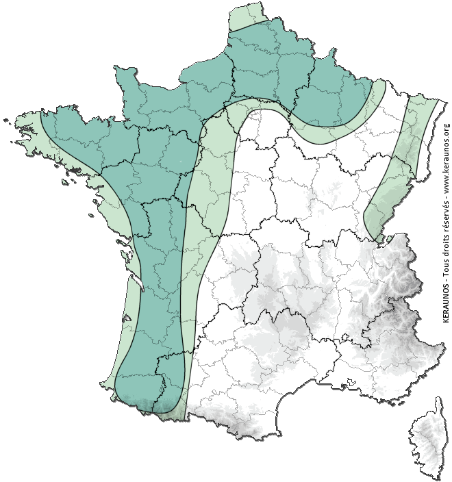 Carte de probabilité d'activité de foudre intense