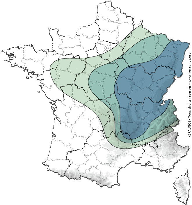 Carte de probabilité d'activité de foudre intense