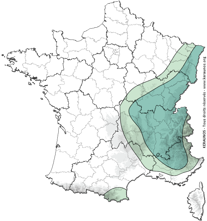 Carte de probabilité d'activité de foudre intense