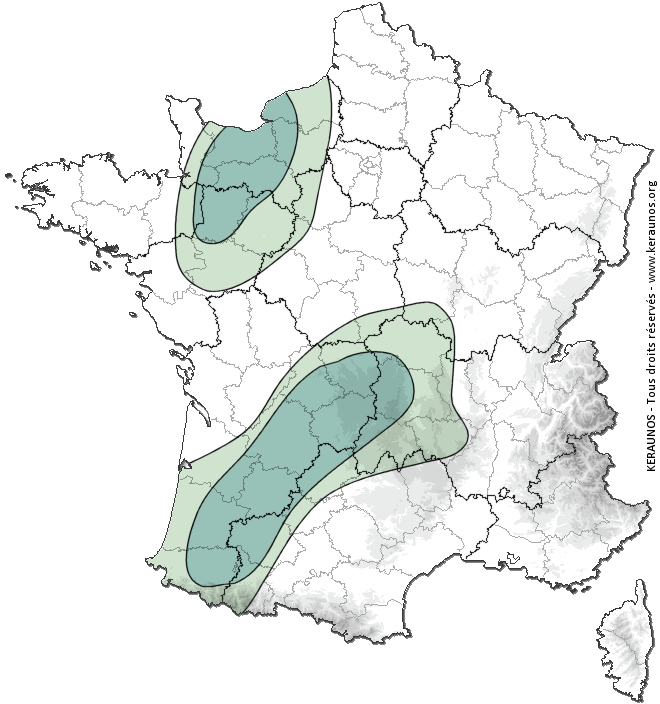 Carte de probabilité d'activité de foudre intense