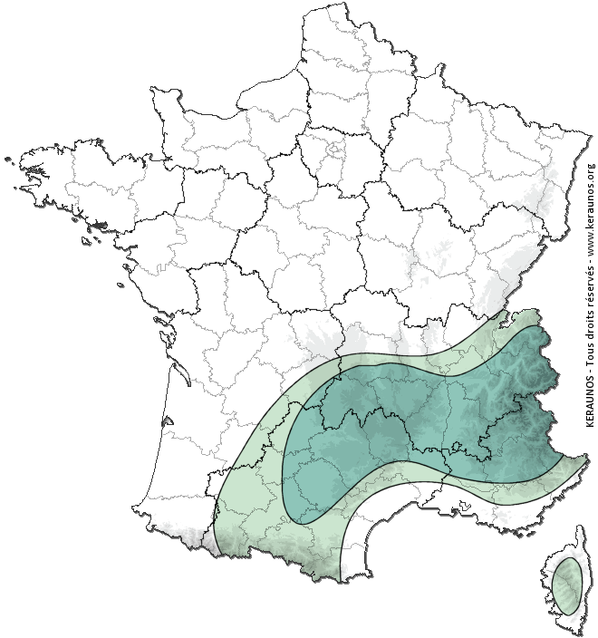 Carte de probabilité d'activité de foudre intense