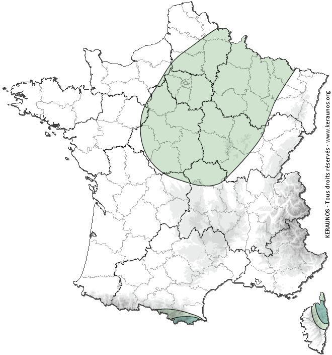 Carte de probabilité d'activité de foudre intense