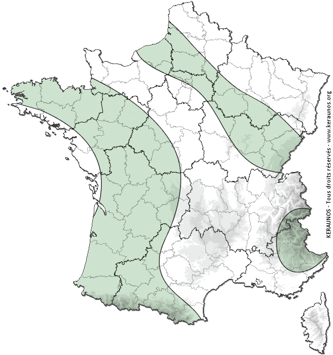 Carte de probabilité d'activité de foudre intense
