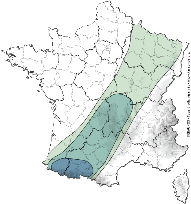 Carte de probabilité de grêle violente
