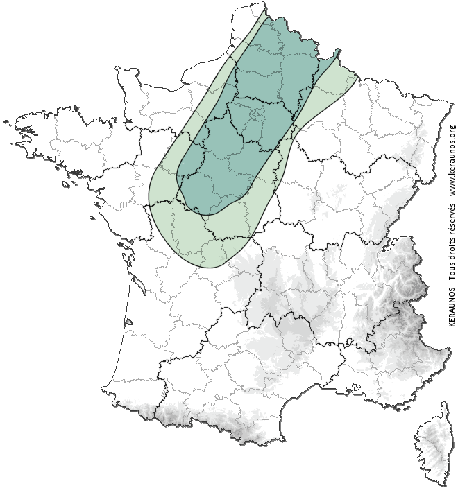 Carte de probabilité de grêle violente