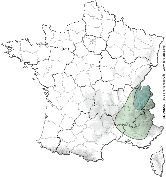 Carte de probabilité de grêle violente