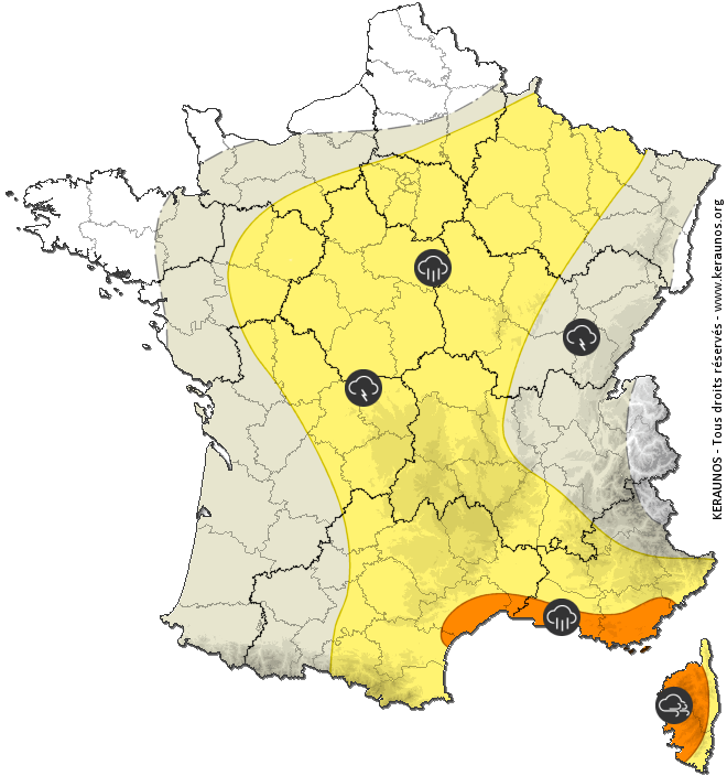 Carte de prévision des orages