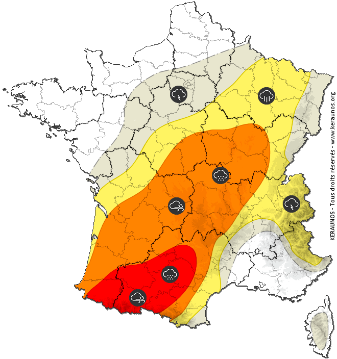 Carte de prévision des orages