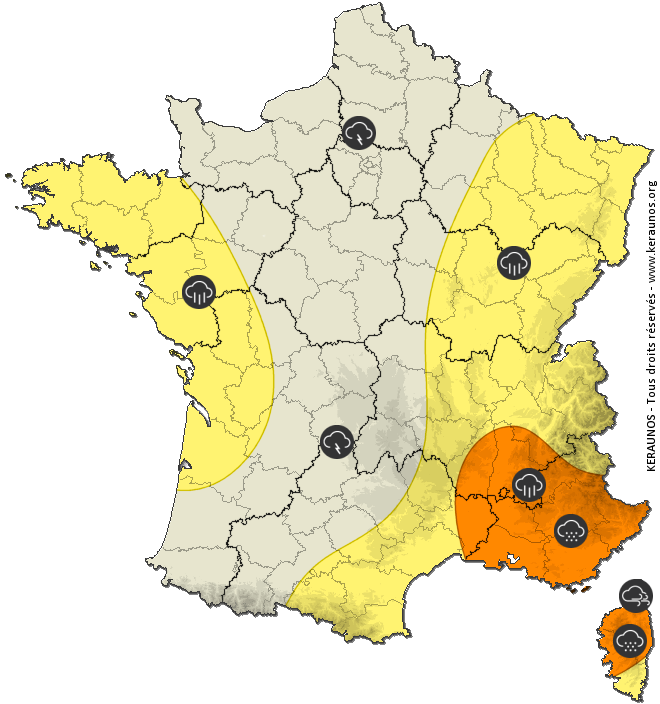 Carte de prévision des orages