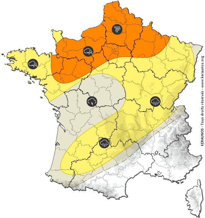 Carte de prévision des orages