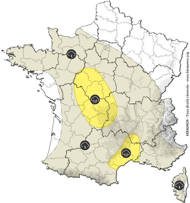 Carte de prévision des orages - Keraunos