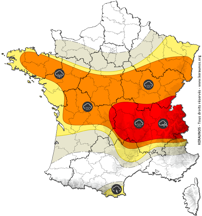 Carte de prévision des orages