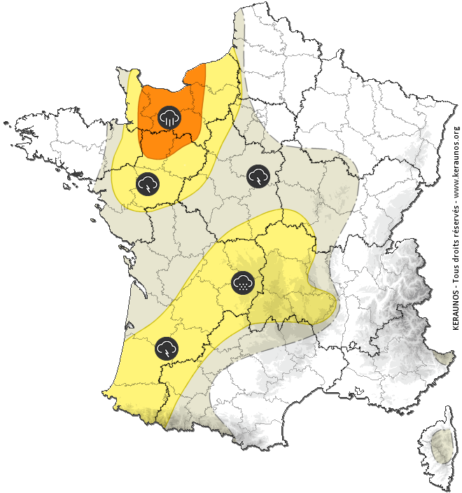 Carte de prévision des orages - Keraunos