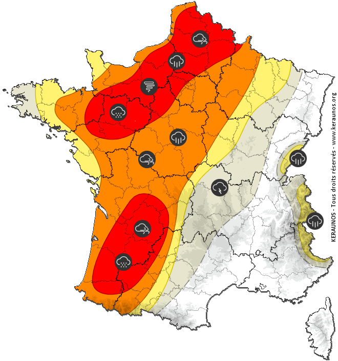 Carte de prévision des orages
