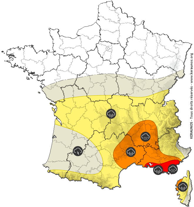 Carte de prévision des orages