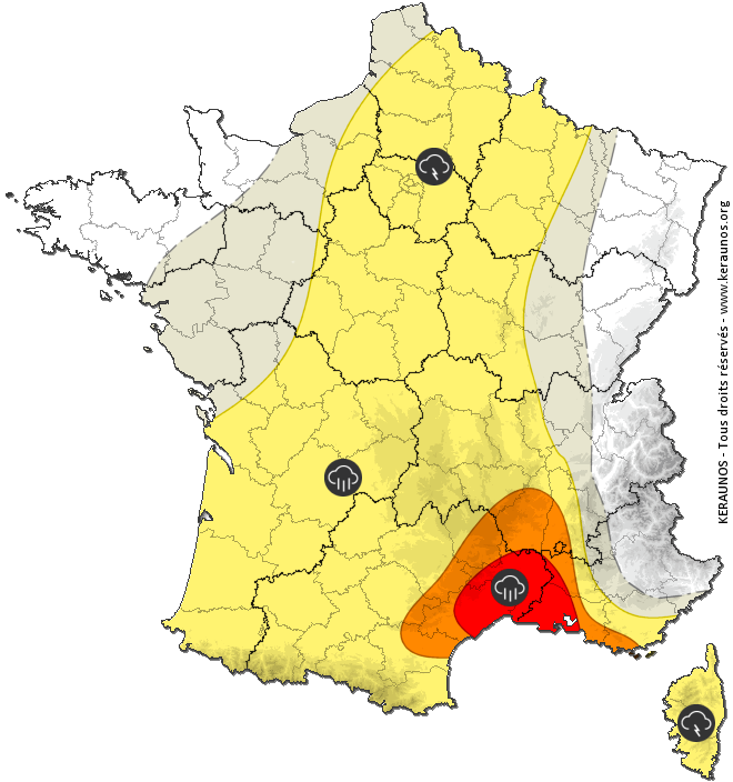 Carte de prévision des orages
