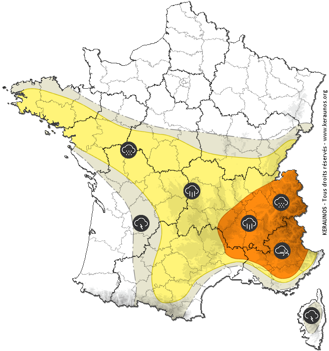 Carte de prévision des orages