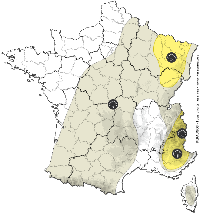 Carte de prévision des orages - Keraunos