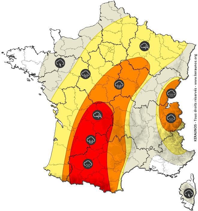 Carte de prévision des orages
