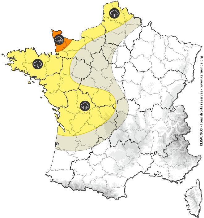 Carte de prévision des orages - Keraunos