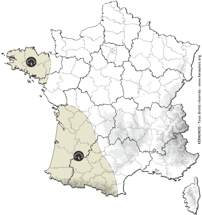 Carte de prévision des orages - Keraunos
