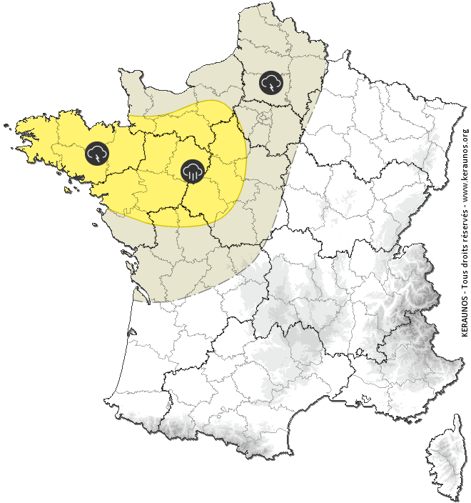 Carte de prévision globale de tous les risques orageux