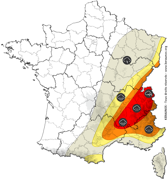Carte de prévision des orages - Keraunos