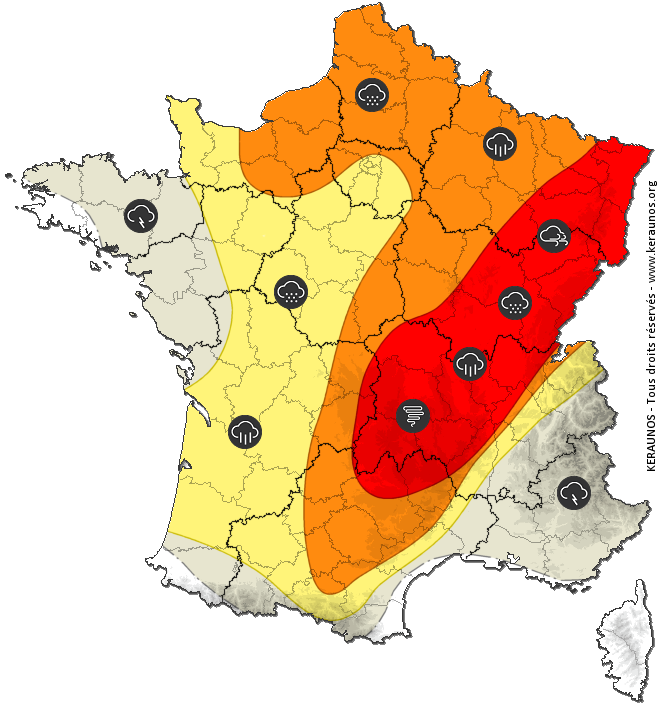 Carte de prévision des orages