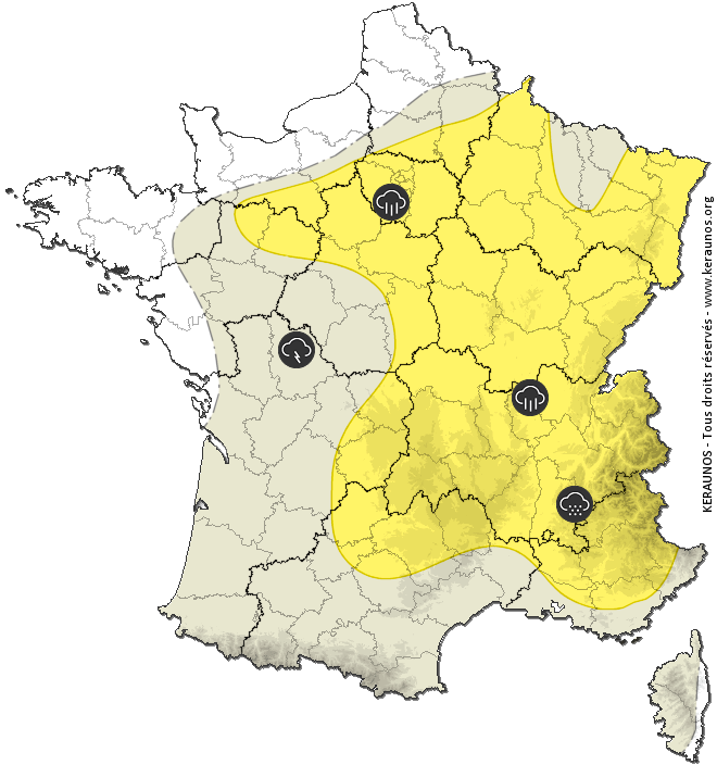 Carte de prévision des orages - Keraunos