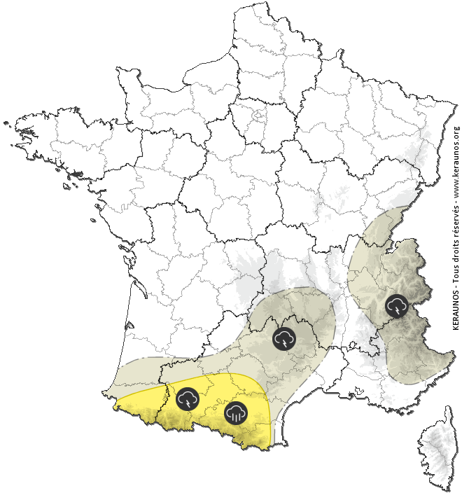 Carte de prévision des orages - Keraunos