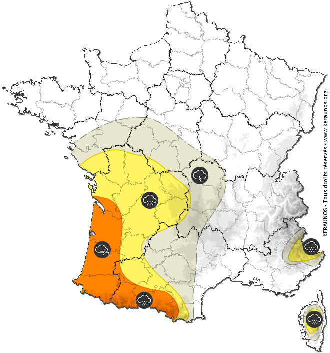 Carte de prévision des orages