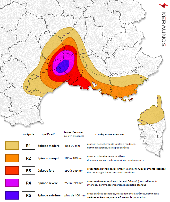 Carte des caractéristiques de l'épisode méditerranéen