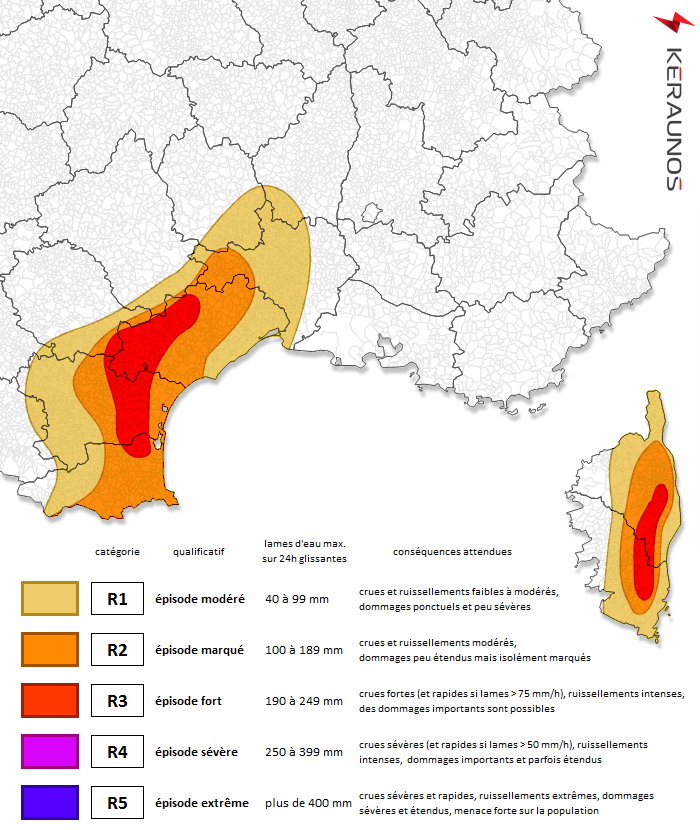 Carte des caractéristiques de l'épisode méditerranéen