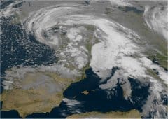 Orages très venteux, rafales à plus de 200 km/h en Corse au passage de la tempête Fabien le 22 décembre