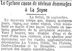 Tornade EF1 à la Seyne-sur-Mer (Var) le 24 septembre 1920