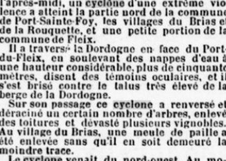 Tornade EF2 à Port-Sainte-Foy-et-Ponchapt (Dordogne) le 27 août 1900